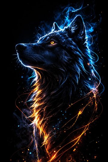 Neon Energy Wolf Profile Wallpaper