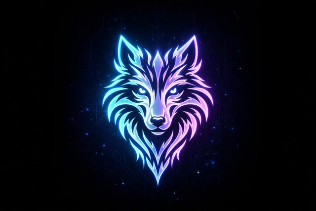 Neon Tech Wolf Head Wallpaper