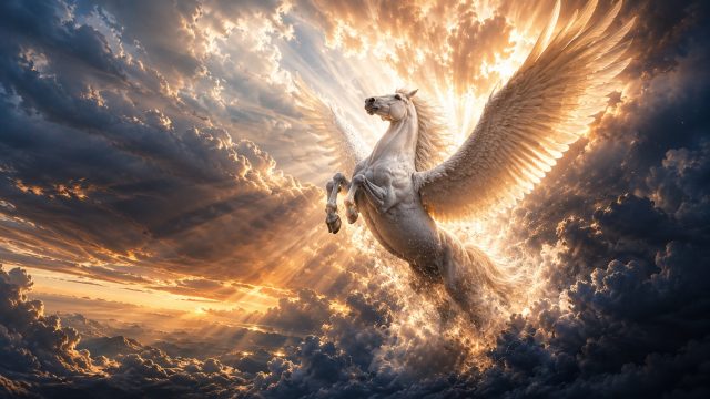 Pegasus Cloud Break Beneath the Radiant Sky Wallpaper