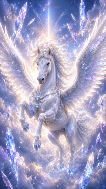 Pegasus Crystal Sky in Celestial Light Wallpaper