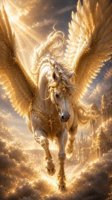 Pegasus Landing Motion in Golden Light Wallpaper