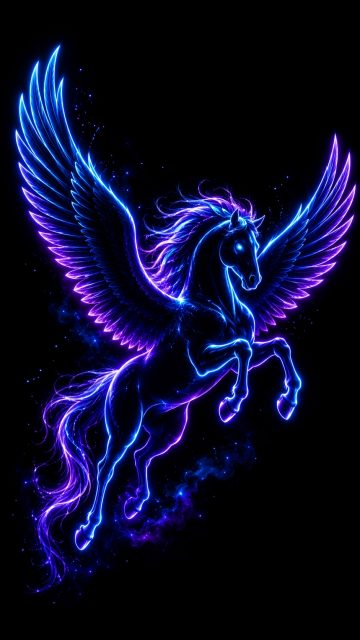 Neon Pegasus Outline with Electric Glow Wallpaper
