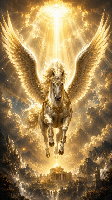 Pegasus Sacred Light in the Divine Heavens Wallpaper