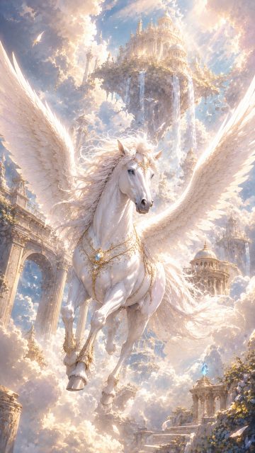 Pegasus Before the Celestial Sky Temple Wallpaper