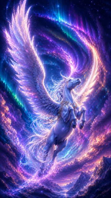 Pegasus Flying Through a Nebula Vortex Wallpaper
