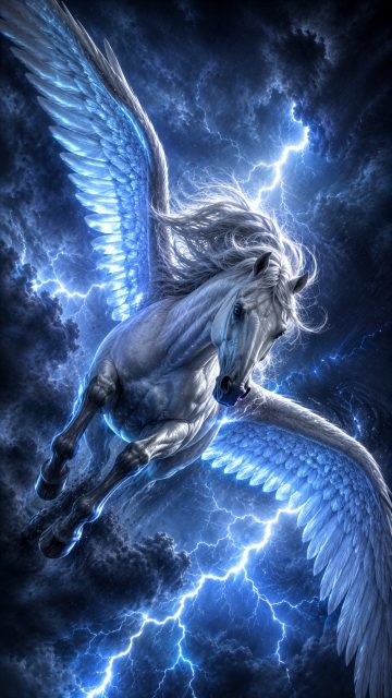Pegasus Storm Banking Through Electric Clouds Wallpaper