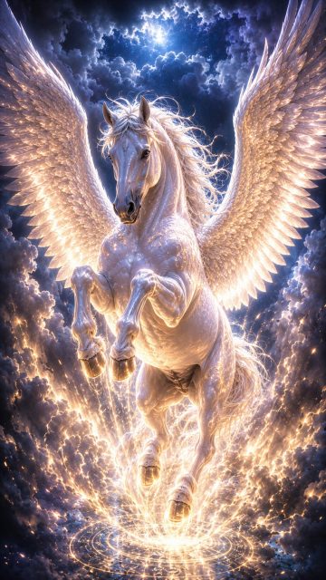 Pegasus Underlight Glow Beneath Radiant Clouds Wallpaper
