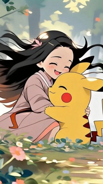 Pikachu and Nezuko Kamado Wallpaper