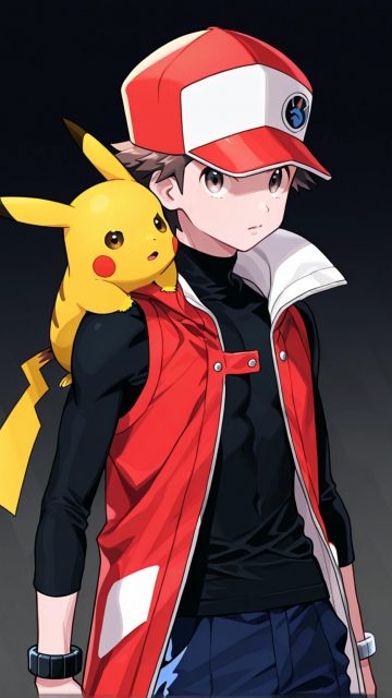 Pikachu and Red Pokemon Trainer Wallpaper