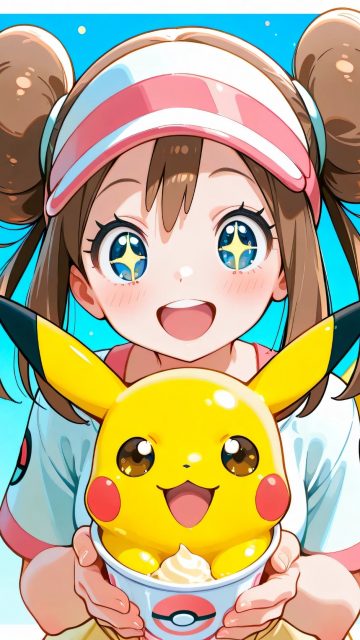 Pikachu and Rosa Smiling Together Wallpaper