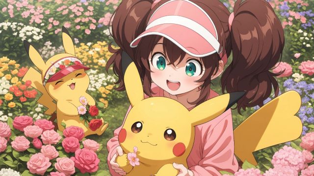 Pikachu and Friends in a Flower Garden Wallpaper