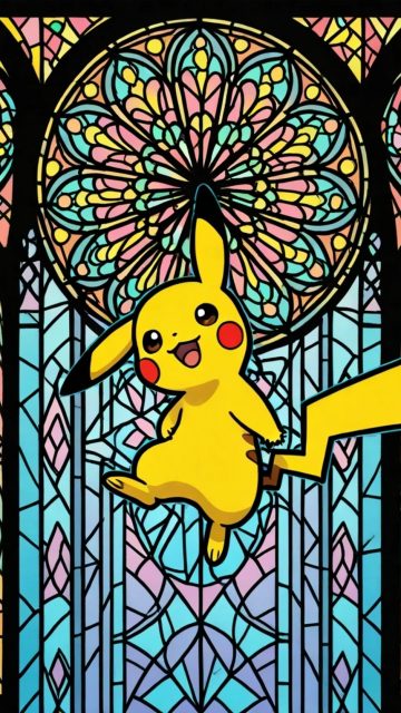 Pikachu Beneath Stained Glass Wallpaper