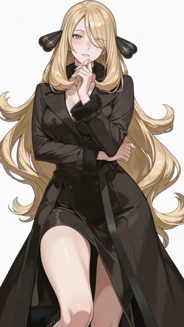 Cynthia in an Elegant Black Dress Wallpaper