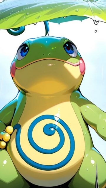 Politoed Under a Rain Leaf Wallpaper
