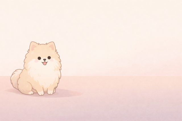 Pomeranian Small Figure in Open Pastel Space Wallpaper