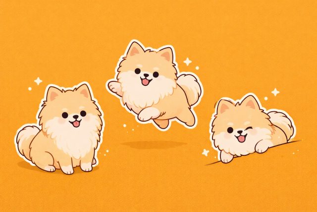 Pomeranian Sticker Set Playful Poses Wallpaper