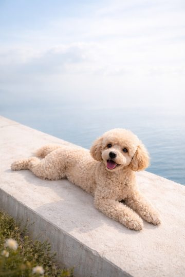 Poodle Resting by Calm Coastal Edge Minimal Wallpaper