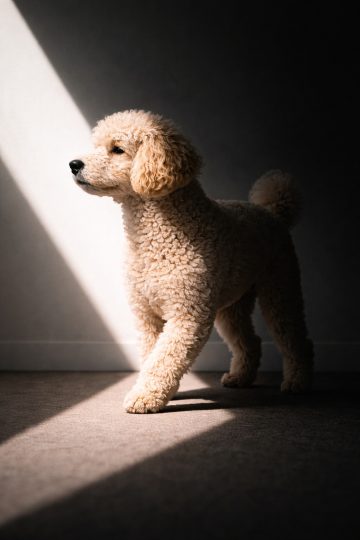 Poodle in Diagonal Light and Shadow Contrast Wallpaper
