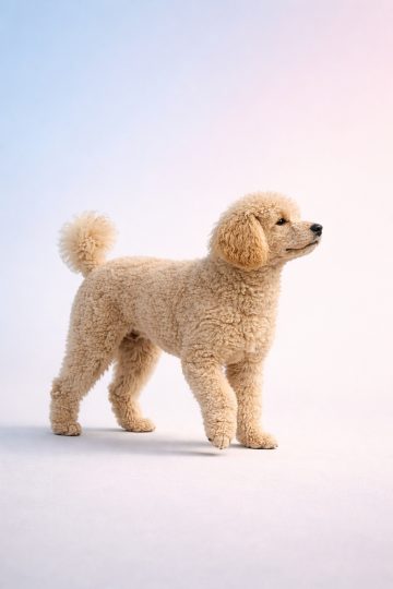 Poodle Standing Profile on Soft Pastel Gradient Background