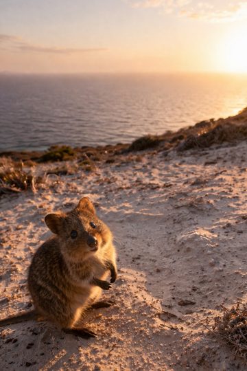 Quokka on Beach at Sunset Wallpaper
