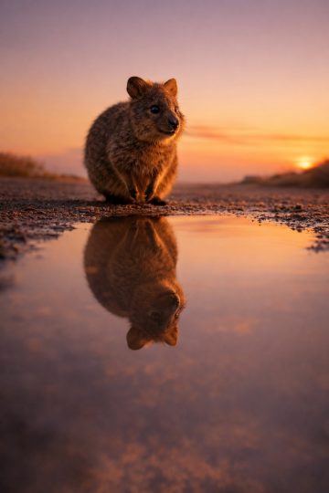 Quokka Reflection Sunset Wallpaper