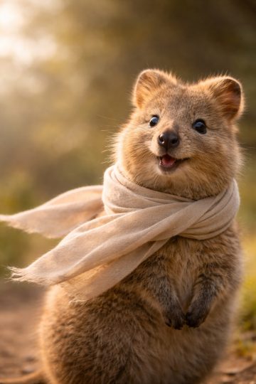 Quokka Wearing Scarf Warm Light Wallpaper