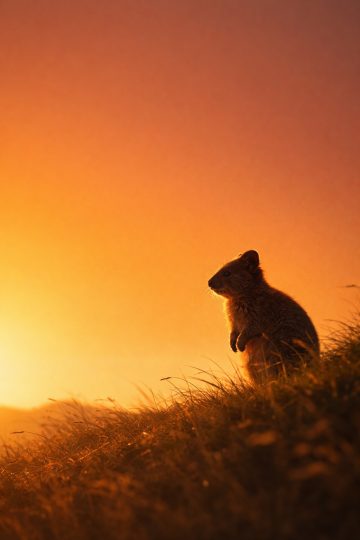 Quokka Silhouette Golden Sunset Hill Wallpaper