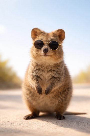 Quokka Wearing Sunglasses Beach Portrait Wallpaper