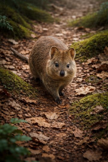 Quokka Walking on Forest Path Wallpaper