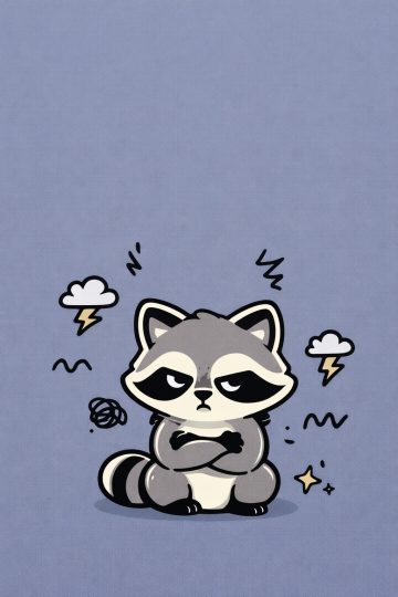 Grumpy Raccoon Angry Sticker Doodle