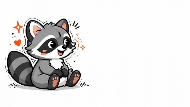 Blushing Cute Raccoon Sticker Doodle