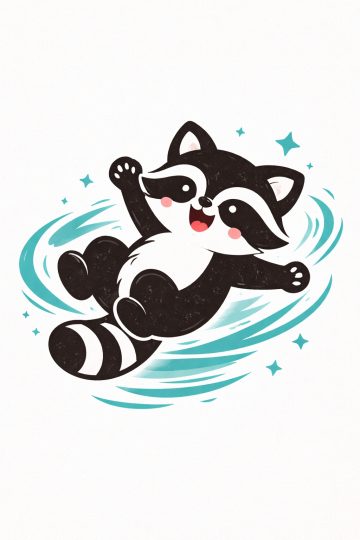 Spinning Happy Raccoon Sticker Doodle