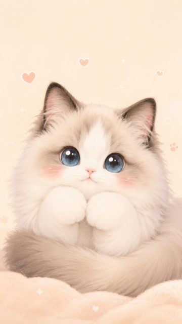 Chibi Style Ragdoll Cat Sitting Wallpaper