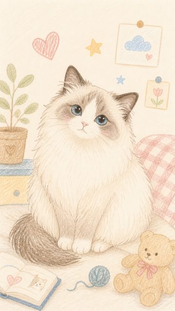 Ragdoll Cat Crayon Texture Illustration Wallpaper