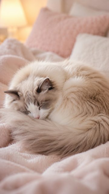 Curled Up Sleeping Ragdoll Cat Wallpaper