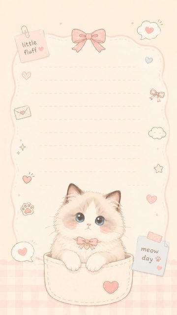 Cute Memo Pad Style Ragdoll Cat Wallpaper