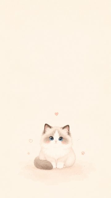 Minimal Cute Ragdoll Cat Phone Wallpaper