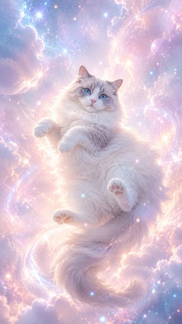 Dreamy Galaxy Ragdoll Cat Fantasy Wallpaper