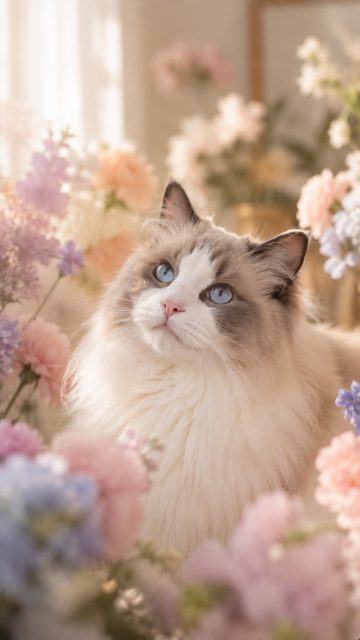 Soft Focus Flower Ragdoll Cat Wallpaper