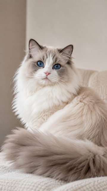 Ragdoll Cat Fluffy Tail Portrait Wallpaper