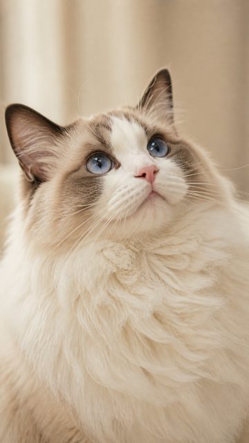 Ragdoll Cat Looking Up Portrait Wallpaper