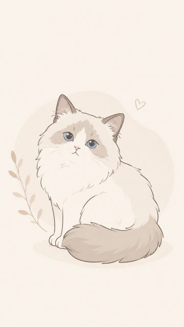 Minimal Ragdoll Cat Drawing Wallpaper