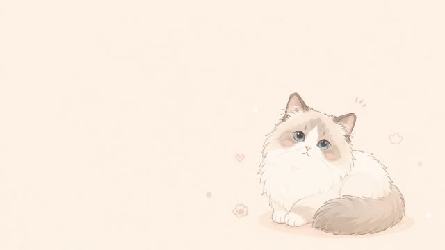 Minimal Kawaii Ragdoll Cat Wallpaper