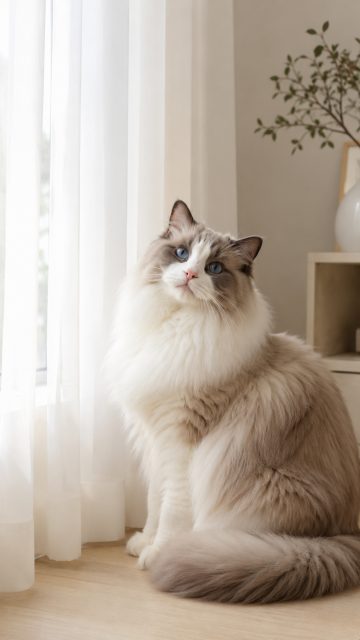 Ragdoll Cat Sitting Near Window Wallpaper