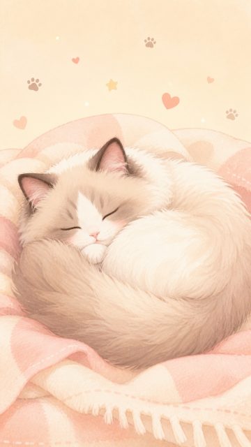 Sleeping Cartoon Ragdoll Cat Wallpaper