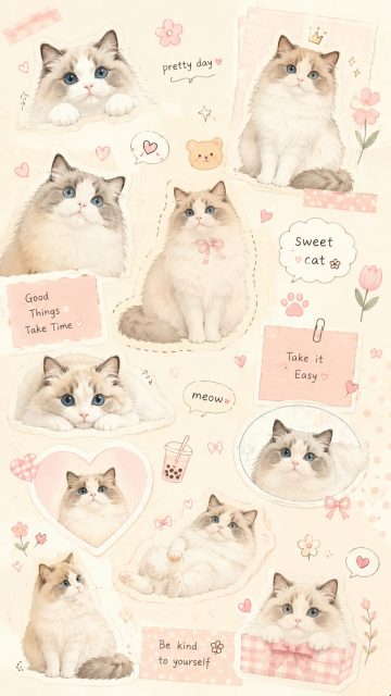 Ragdoll Cat Sticker Collage Wallpaper