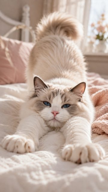 Morning Stretching Ragdoll Cat Wallpaper