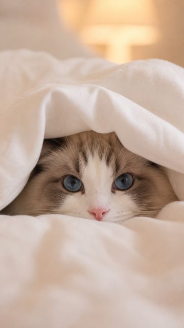 Ragdoll Cat Under Blanket Wallpaper