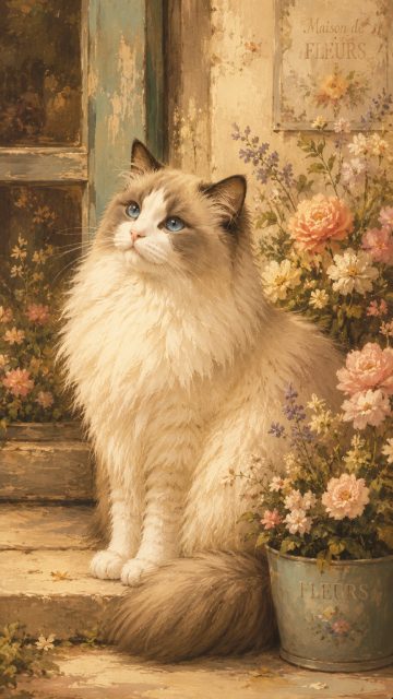Vintage Storybook Ragdoll Cat Wallpaper
