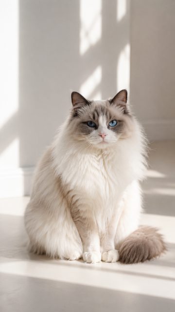 White Minimal Floor Ragdoll Cat Wallpaper